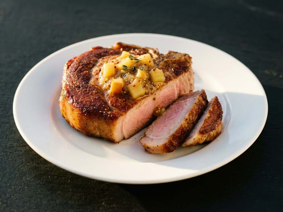 Pork Ribeye with Mustard-Apple — performance menu item by ABLTY